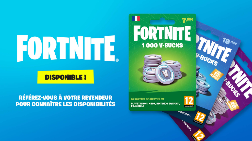 Les carte Les cartes de V-bucks de Fortnite arrivent en magasin